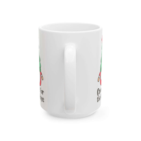Gnome for the Holidays mug featuring a colorful gnome design, perfect for festive Christmas celebrations.