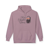 Keep Seattle Beard Hoodie in mauve with a vintage-style bearded design and funky shades.