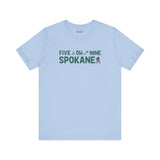 Light blue Spokane tee with 