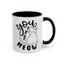 You Had Me at Meow Mug featuring a line-drawn cat and fun hand-lettered text.