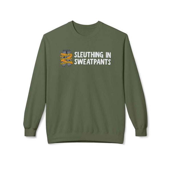 Sleuthing in Sweatpants Sweatshirt in olive green with relaxed fit and casual design.