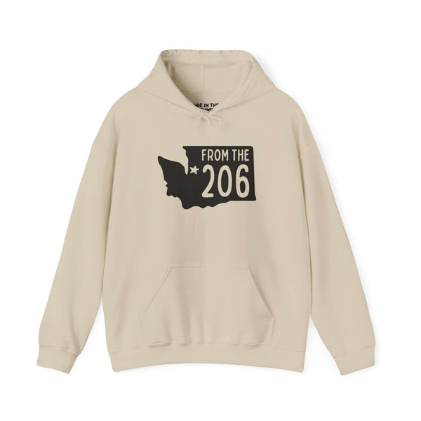 From the 206 Seattle cozy hoodie featuring Washington state outline with star, ideal for PNW locals.