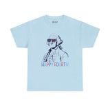 Light blue tee with George Washington in USA sunglasses and 