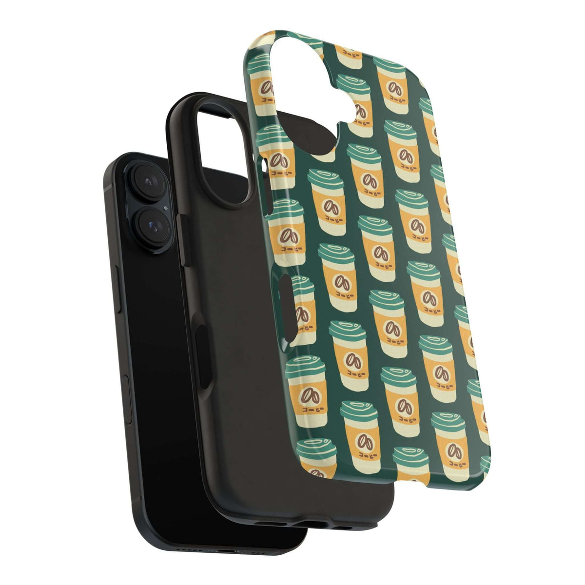 East Meets Roast tough phone case featuring a to-go coffee cup design for stylish protection.