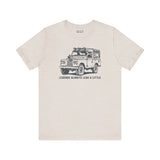 Legends Always Leak a Little Premium Soft Tee featuring classic Land Rover Series II graphic.