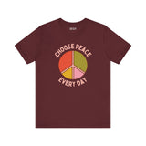 Choose Peace Every Day premium tee featuring a colorful peace symbol, perfect for promoting kindness and positivity.