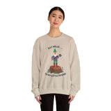 Say Hello to My Little Friend Sweatshirt featuring a gnome holding an axe, playful and whimsical design.