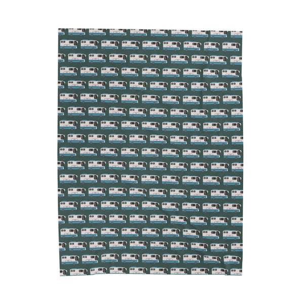 Highway Hideaway Class A Motorhome Lightweight Cozy Blanket with repeating motorhome pattern.