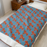 Dala Horse Blanket – Scandi Spirit Lightweight Cozy Throw featuring colorful horse design on a blue background.
