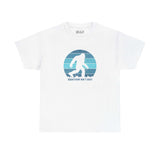Squatchin' Ain't Easy athletic tee featuring a Bigfoot graphic, perfect for cryptid enthusiasts and adventure lovers.