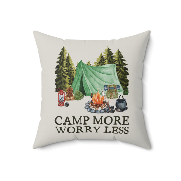 Camp More Worry Less Square Accent Pillow