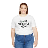 Model wearing Dope Seattle Mom Premium Soft Tee with playful marijuana leaf design, perfect for Seattle moms.