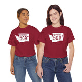 Two women wearing 'From the 509' Washington State tees, showcasing Spokane pride and local love.