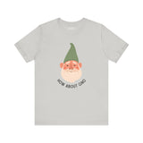 Premium soft tee featuring a playful gnome design with the phrase 'How About Gno' for gnome lovers.
