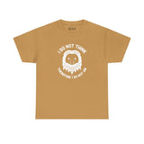 I Do Not Think Sasquatch athletic tee featuring a playful Bigfoot design and philosophical humor.
