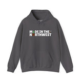 Cozy hoodie featuring the text 'Made in the Northwest' with nature-themed graphics, perfect for PNW enthusiasts.
