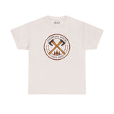 Chopping Wood Looks Good athletic tee with crossed axe graphic and rustic design, perfect for outdoor enthusiasts.