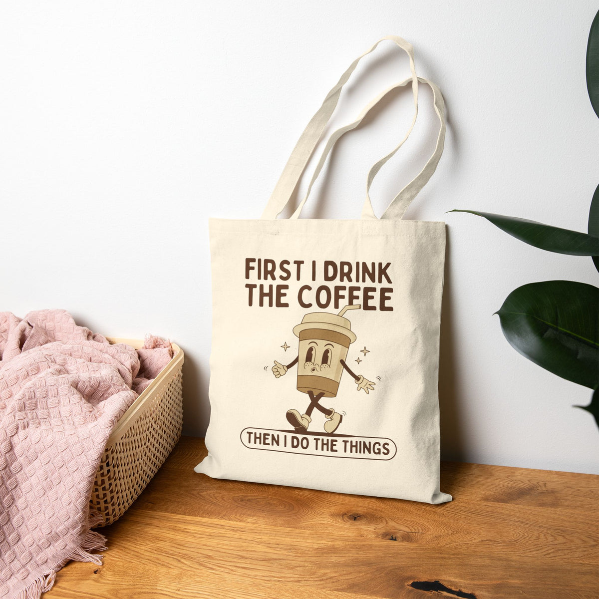 First I Drink the Coffee Cotton Canvas Tote Bag