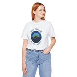 Model wearing a Gone Camping Be Back Never premium soft tee, showcasing outdoor adventure and camping spirit.
