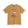 Kids cotton tee featuring a cute character with an axe promoting kindness and adventure.