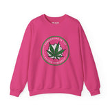 Pink sweatshirt with marijuana leaf design and 