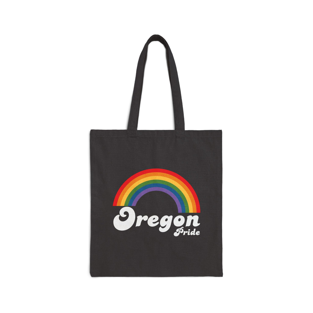 Retro Rainbow Oregon Pride Cotton Canvas Tote Bag