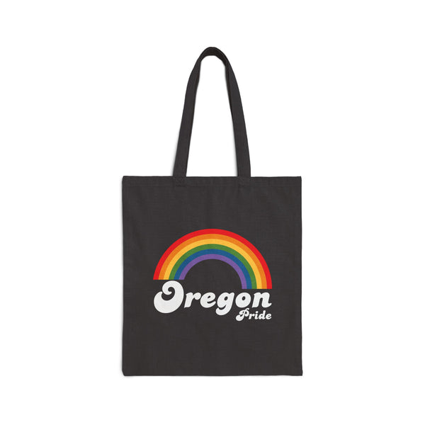 Retro Rainbow Oregon Pride Cotton Canvas Tote Bag
