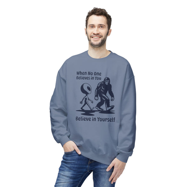 Believe in Yourself Bigfoot Alien Softstyle Midweight Sweatshirt