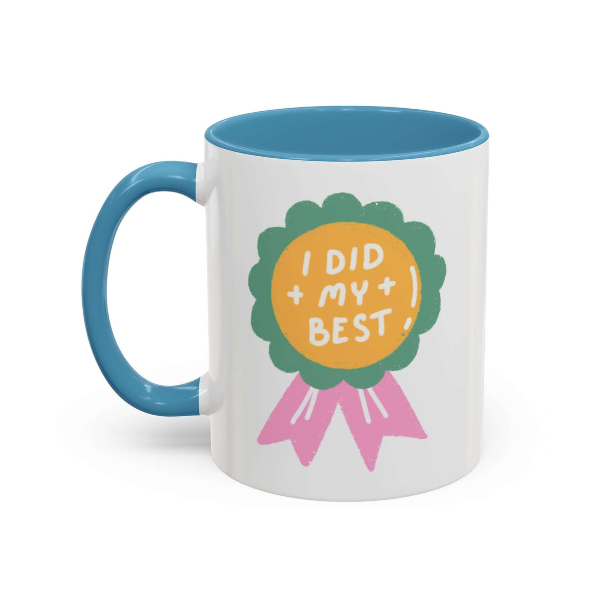 I Did My Best Mug with colorful ribbon illustration and cheerful design on a bright background.