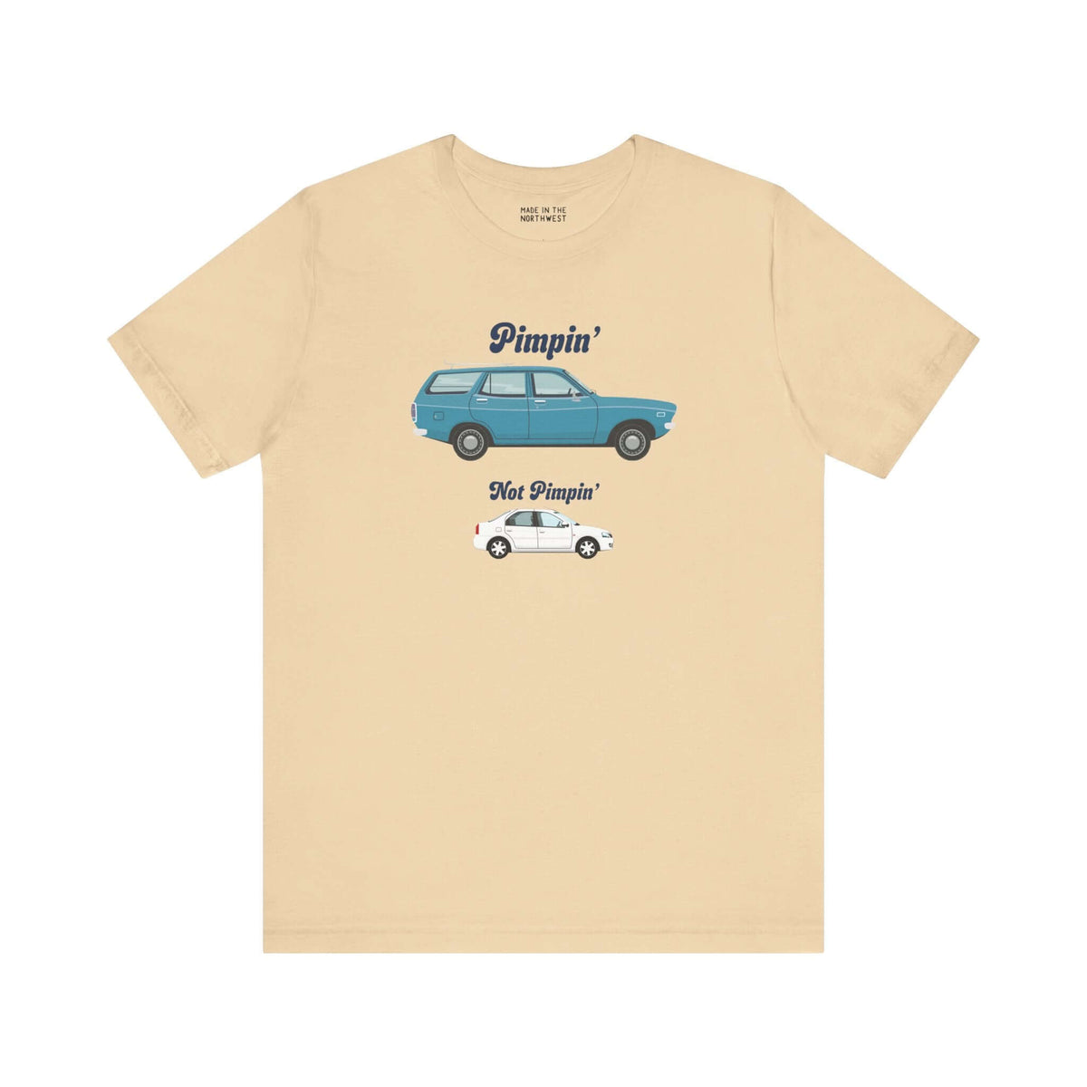 Wagon Life is Pimpin' soft tee featuring Subaru GL 1600 graphic, showcasing wagons over sedans.