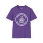 I Drink The Coffee So I Don't Hate The People purple t-shirt with skull-shaped coffee mug design.