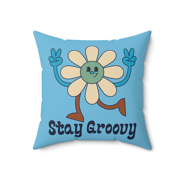 Stay Groovy Peace Flower Square Accent Pillow