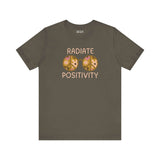 Radiate Positivity soft tee featuring vibrant floral glasses design, ideal for optimists and free spirits.