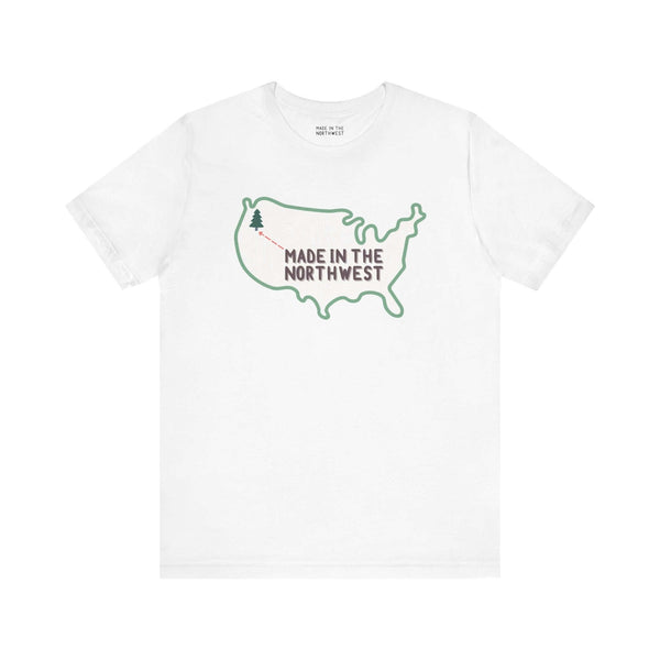 Evergreen is Where it's At Soft Tee Show your love for the Pacific Northwest with our exclusive "Evergreen is Where it's At" tee. This design features the woodgrain United States with a tree marking the PNW location, highlighted by an arrow and the phrase