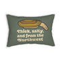 Thick & Salty Northwest Geoduck Clam Lumbar Accent Pillow with humorous text and clam illustration.