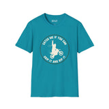 Catch Me If You Can Bigfoot motocross softstyle t-shirt featuring a vibrant blue color and bold design.