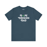 Dope Oregon Dad Soft Tee featuring playful marijuana leaf design, perfect for laid-back Oregon fathers.