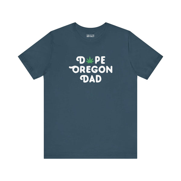 Dope Oregon Dad Soft Tee featuring playful marijuana leaf design, perfect for laid-back Oregon fathers.