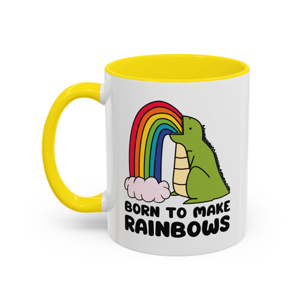 Born to Make Rainbows Dinosaur Ceramic Coffee Mug