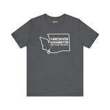 Vancouver Washington soft tee with state outline and tree icon, showcasing Pacific Northwest pride and comfort.