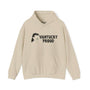 Beige hoodie with "Vantucky Proud" design featuring a silhouette of a mullet hairstyle.