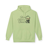 Keep Tacoma Beard Hoodie featuring a vintage bearded man in sunglasses on a green sweatshirt.