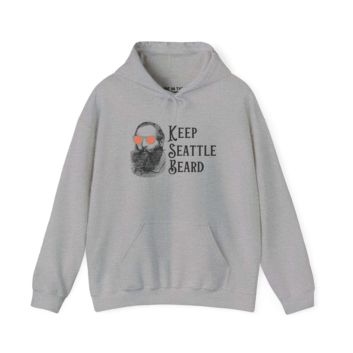 Keep Seattle Beard hoodie with vintage beard graphic and sunglasses, perfect for grunge style enthusiasts.