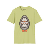 Gentleman of the Woods Bigfoot Softstyle T-Shirt featuring a sophisticated Sasquatch with glasses and a bowtie.