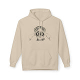 I spy Bigfoot hoodie featuring an explorer with binoculars on a beige background.