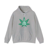 Gray hoodie with bold green marijuana leaf and 