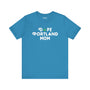 Dope Portland Mom premium soft tee in blue with marijuana leaf logo, perfect for cool moms celebrating PDX pride.