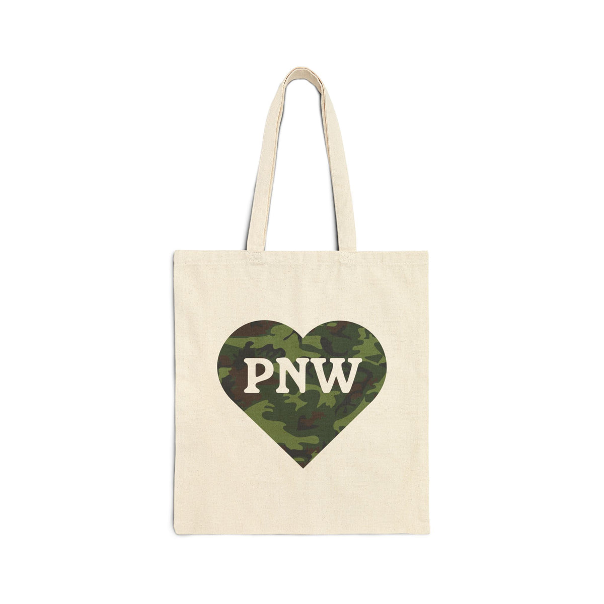 Camouflage PNW Heart Cotton Canvas Tote Bag