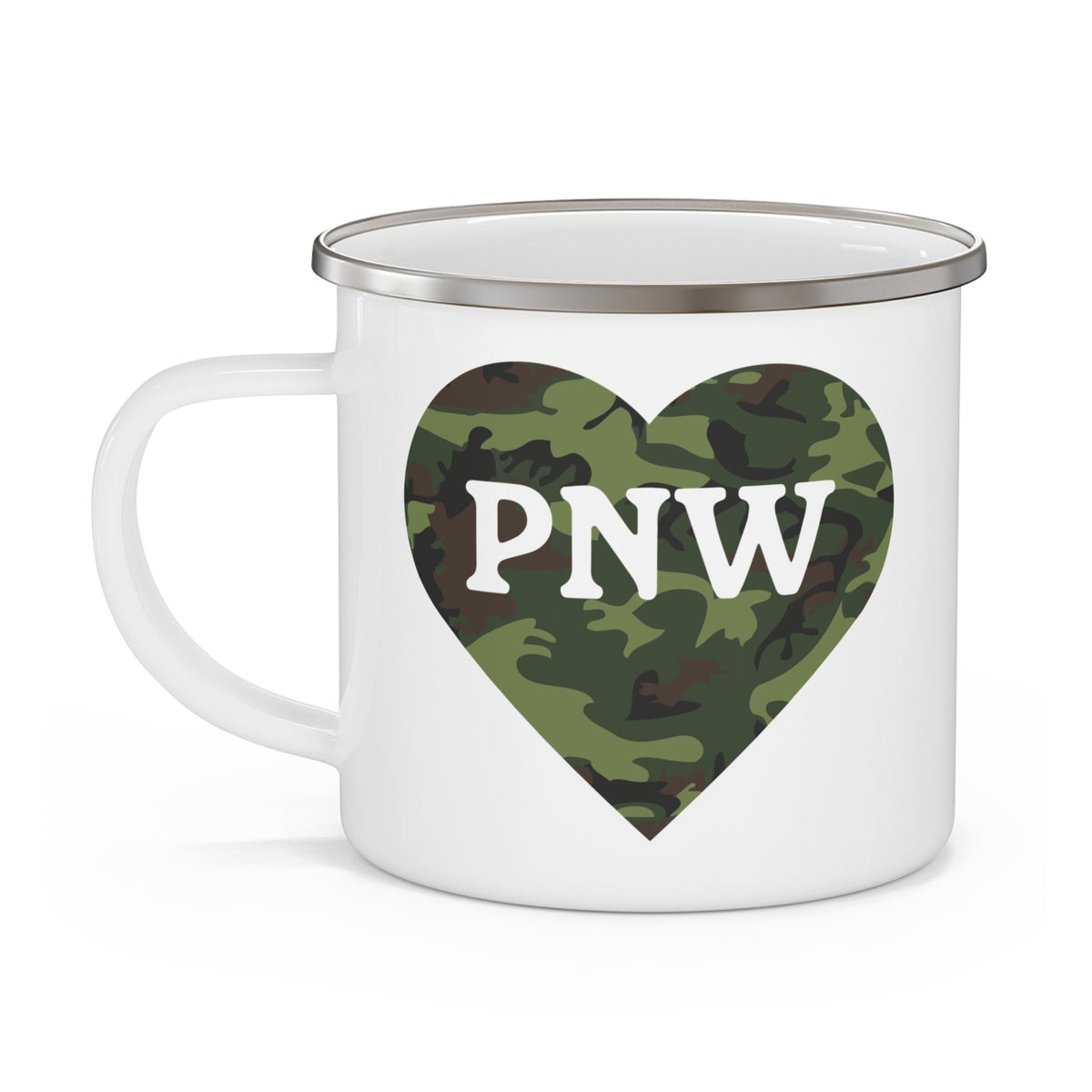 Camouflage PNW Heart Camping Mug