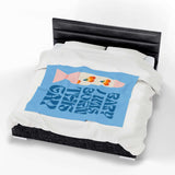 Baby I Was Born This Gay Lightweight Cozy Blanket on a bed, showcasing vibrant colors and bold design.